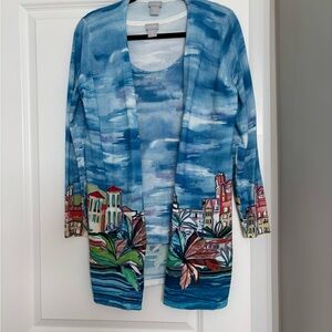 Chico's Blue Artistic Cardigan